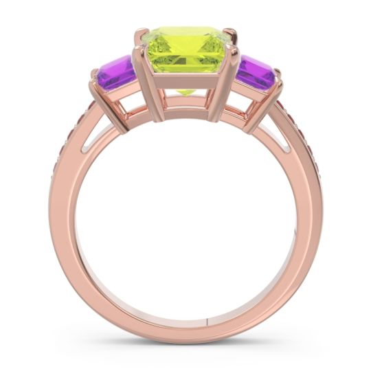 Three Stone Pave Princess Alinda Ring