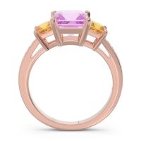 Three Stone Pave Princess Alinda Ring