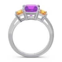 Three Stone Pave Princess Alinda Ring