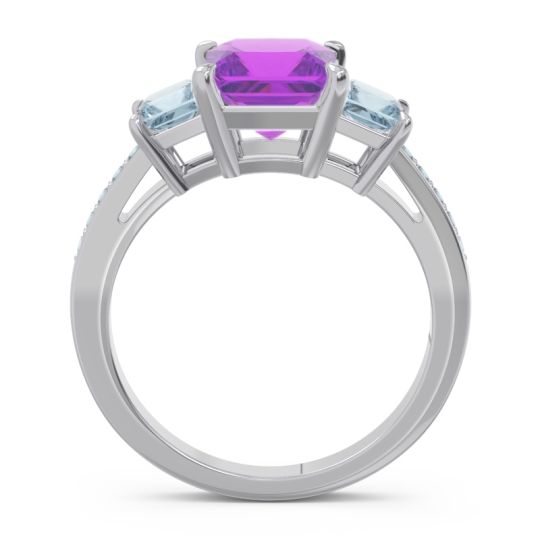 Three Stone Pave Princess Alinda Ring