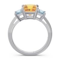 Three Stone Pave Princess Alinda Ring