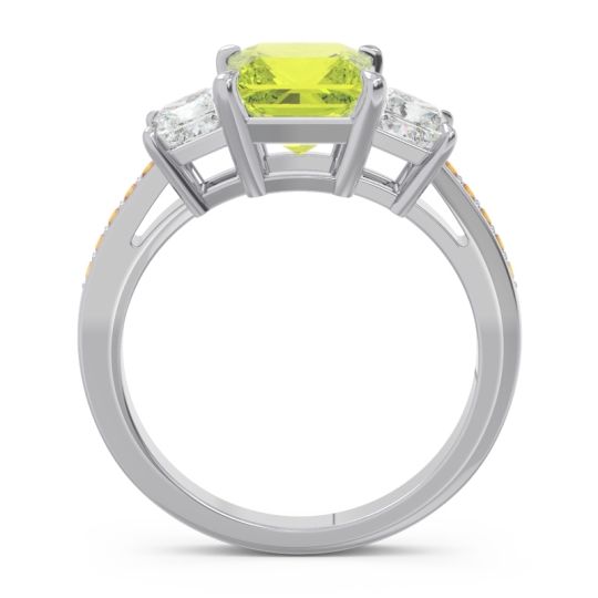 Three Stone Pave Princess Alinda Ring