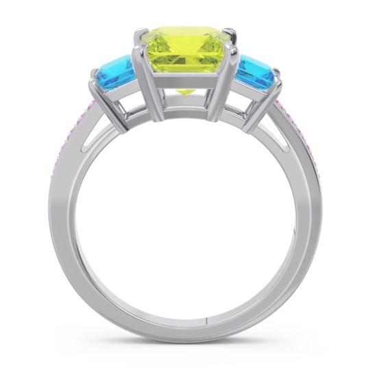 Three Stone Pave Princess Alinda Ring