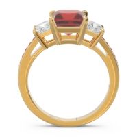 Three Stone Pave Princess Alinda Ring