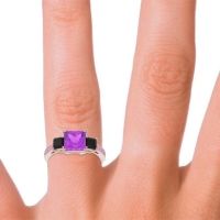 Three Stone Pave Princess Alinda Ring
