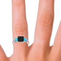 Three Stone Pave Princess Alinda Ring