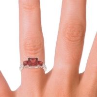 Three Stone Pave Princess Alinda Ring