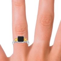 Three Stone Pave Princess Alinda Ring