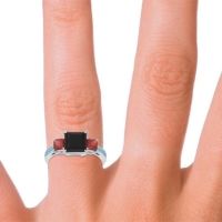 Three Stone Pave Princess Alinda Ring