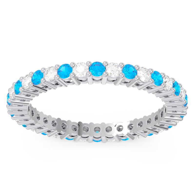 Eternity Devacakra Swiss Blue Topaz Band with Diamond in 14k White Gold