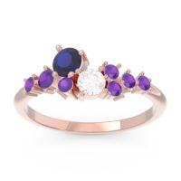 Blue Sapphire Fashion Ring In 14K Rose Gold With Diamond And Amethyst – Akasha Simple Ring