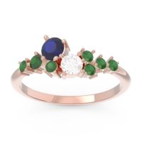 Blue Sapphire Fashion Ring In 14K Rose Gold With Lab Diamond And Emerald – Akasha Simple Ring