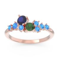 Blue Sapphire Fashion Ring In 18K Rose Gold With Emerald And Swiss Blue Topaz – Akasha Simple Ring