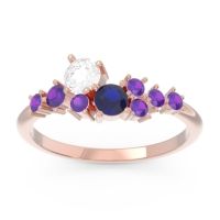 Diamond Fashion Ring In 14K Rose Gold With Blue Sapphire And Amethyst – Akasha Simple Ring