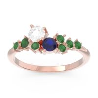 Lab Diamond Fashion Ring In 18K Rose Gold With Blue Sapphire And Emerald – Akasha Simple Ring
