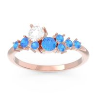 Diamond Fashion Ring In 14K Rose Gold With Swiss Blue Topaz – Akasha Simple Ring