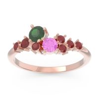 Emerald Fashion Ring In 18K Rose Gold With Pink Tourmaline And Ruby – Akasha Simple Ring