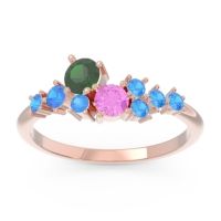 Emerald Fashion Ring In 18K Rose Gold With Pink Tourmaline And Swiss Blue Topaz – Akasha Simple Ring