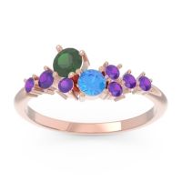 Emerald Fashion Ring In 18K Rose Gold With Swiss Blue Topaz And Amethyst – Akasha Simple Ring