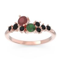 Ruby Fashion Ring In 18K Rose Gold With Emerald And Black Onyx – Akasha Simple Ring