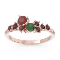 Ruby Fashion Ring In 18K Rose Gold With Emerald And Garnet – Akasha Simple Ring