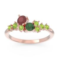 Ruby Fashion Ring In 18K Rose Gold With Emerald And Peridot – Akasha Simple Ring