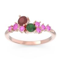 Ruby Fashion Ring In 18K Rose Gold With Emerald And Pink Tourmaline – Akasha Simple Ring