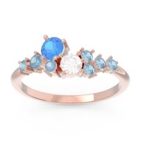 Swiss Blue Topaz Fashion Ring In 18K Rose Gold With Diamond And Aquamarine – Akasha Simple Ring