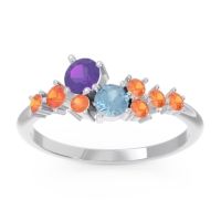 Amethyst Fashion Ring In Palladium With Aquamarine And Citrine – Akasha Simple Ring