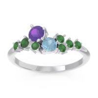 Amethyst Fashion Ring In Platinum With Aquamarine And Emerald – Akasha Simple Ring