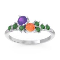 Amethyst Fashion Ring In Platinum With Citrine And Emerald – Akasha Simple Ring