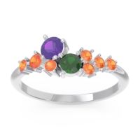 Amethyst Fashion Ring In Palladium With Emerald And Citrine – Akasha Simple Ring
