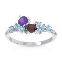 Amethyst Fashion Ring In Palladium With Garnet And Aquamarine – Akasha Simple Ring
