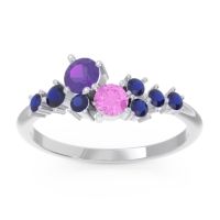 Amethyst Fashion Ring In Palladium With Pink Tourmaline And Blue Sapphire – Akasha Simple Ring