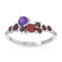 Amethyst Fashion Ring In Palladium With Ruby And Garnet – Akasha Simple Ring