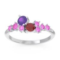 Amethyst Fashion Ring In Palladium With Ruby And Pink Tourmaline – Akasha Simple Ring