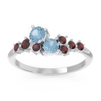 Aquamarine Fashion Ring In Palladium With Garnet – Akasha Simple Ring