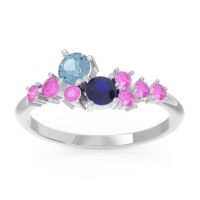 Aquamarine Fashion Ring In Palladium With Blue Sapphire And Pink Tourmaline – Akasha Simple Ring
