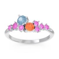 Aquamarine Fashion Ring In Palladium With Citrine And Pink Tourmaline – Akasha Simple Ring