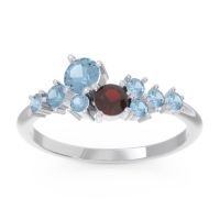 Aquamarine Fashion Ring In Palladium With Garnet – Akasha Simple Ring