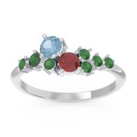 Aquamarine Fashion Ring In Palladium With Ruby And Emerald – Akasha Simple Ring