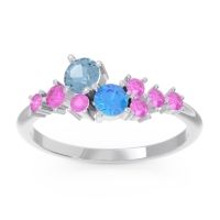 Aquamarine Fashion Ring In Palladium With Swiss Blue Topaz And Pink Tourmaline – Akasha Simple Ring