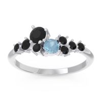Black Onyx Fashion Ring In Palladium With Aquamarine – Akasha Simple Ring