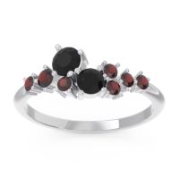 Black Onyx Fashion Ring In Palladium With Garnet – Akasha Simple Ring