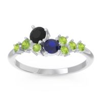 Black Onyx Fashion Ring In Palladium With Blue Sapphire And Peridot – Akasha Simple Ring