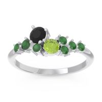 Black Onyx Fashion Ring In Platinum With Peridot And Emerald – Akasha Simple Ring