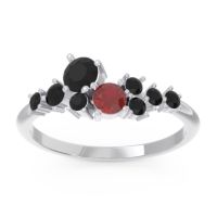 Black Onyx Fashion Ring In Palladium With Ruby – Akasha Simple Ring