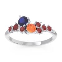 Blue Sapphire Fashion Ring In Palladium With Citrine And Ruby – Akasha Simple Ring