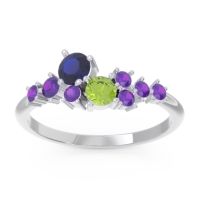 Blue Sapphire Fashion Ring In Palladium With Peridot And Amethyst – Akasha Simple Ring
