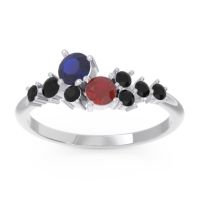 Blue Sapphire Fashion Ring In Platinum With Ruby And Black Onyx – Akasha Simple Ring